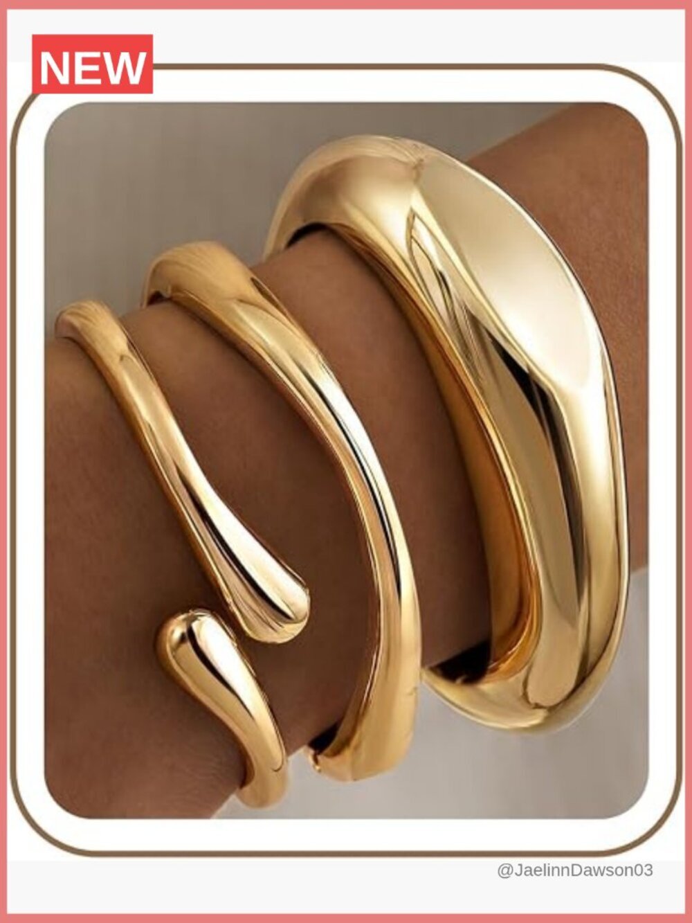14K Gold Plated Chunky Stackable Bangle Bracelet Set for Women - Trendy